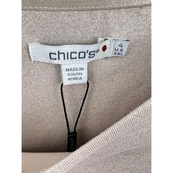 Chico's 4 US XXL Gray Shimmer Foil Touch of Cool Long Sleeve Layering Tee NWT - Picture 4 of 7